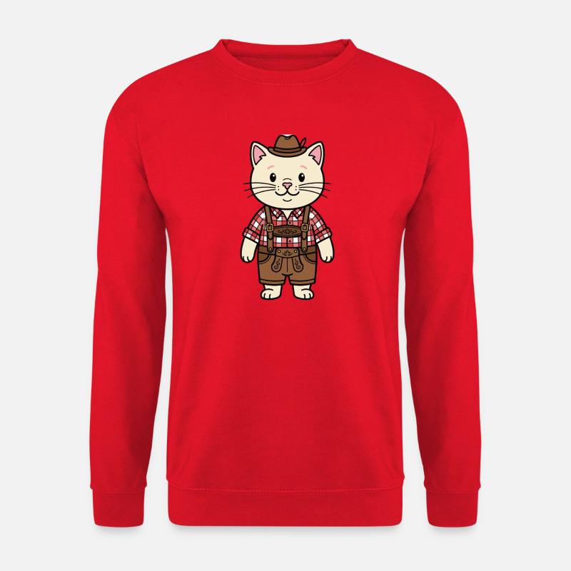 Deutsche Katze in Lederhosen - Unisex Pullover - Rot