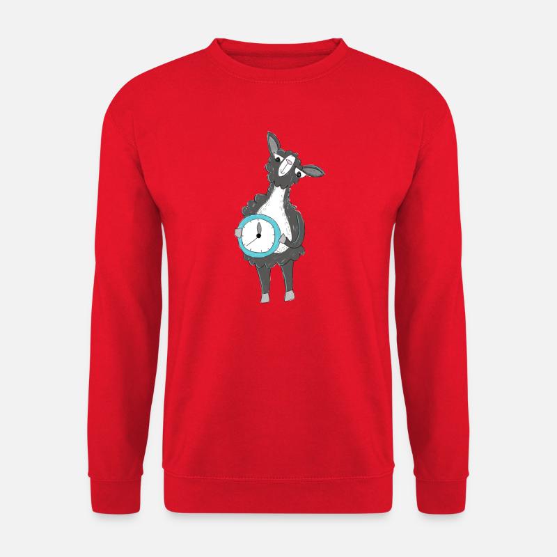 Llama with Clock - Unisex Sweatshirt - red