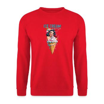 Retro Pinup Eiscreme Neonkunst - Unisex Pullover - Rot - Vorne - Alina (178cm) & Michal (187cm)
