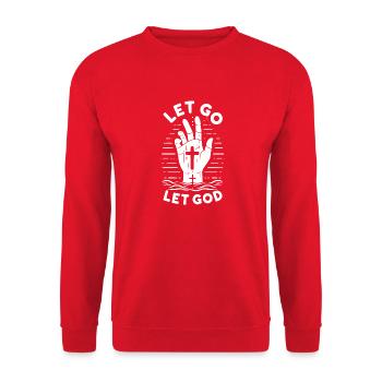 Let Go Let God - Unisex Sweatshirt - red - Front - Alina (178cm) & Michal (187cm)
