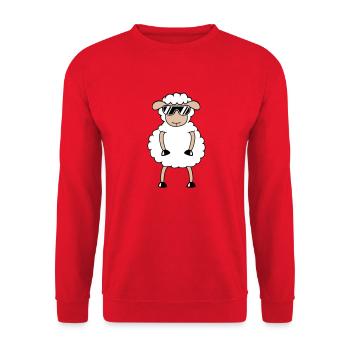 Sheep Sunglasses Party Sheep Lamb Cute Cool - Unisex Sweatshirt - red - Front - Alina (178cm) & Michal (187cm)