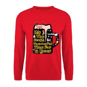 Joyeux Noël, Joyeux Noël, Joyeux Noël - Sweat-shirt Unisexe - rouge - Devant - Alina (178cm) & Michal (187cm)