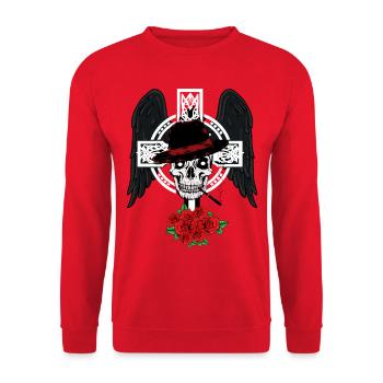 Cross Gangster Italy Mafia Evil Spirit Halloween - Unisex Sweatshirt - red - Front - Alina (178cm) & Michal (187cm)