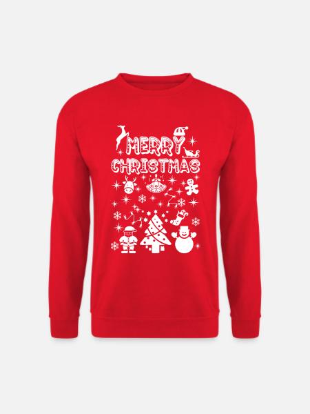 Frohe Weihnachten, Frohe Weihnachten, Frohe Weihnachten - Unisex Pullover - Rot