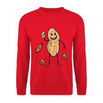 Fröhliche Erdnuss Nüsse Nuss Speise Nahrungsmittel - Unisex Pullover - Rot - Vorne - Alina (178cm) & Michal (187cm)