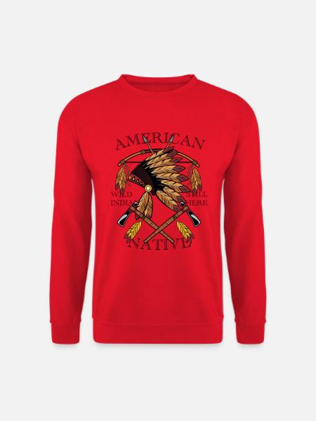 Indianer Kopfschmuck Pfeil und Bogen Ureinwohner - Unisex Pullover - Rot