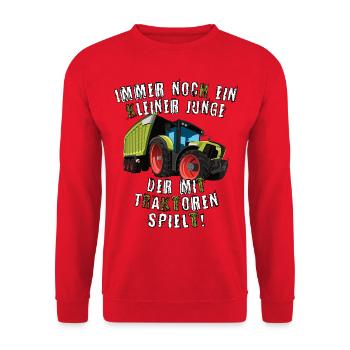 Traktor - Bauer - Oldtimer - Offroad - Landwirt - Unisex Pullover - Rot - Vorne - Alina (178cm) & Michal (187cm)