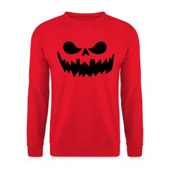 Scary Jack O'Lantern Pumpkin Face Halloween - Unisex Sweatshirt - red - Front - Alina (178cm) & Michal (187cm)