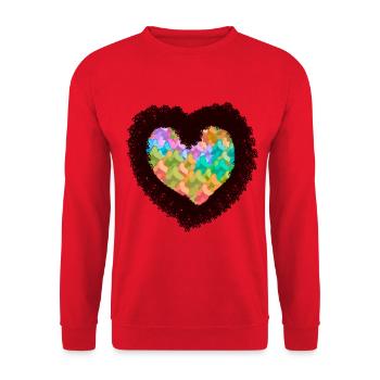 nature, nature lover, heart, firs, trees, forest - Unisex Sweatshirt - red - Front - Alina (178cm) & Michal (187cm)
