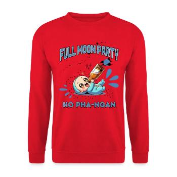 Full Moon Party Koh Phangan - Unisex Pullover - Rot - Vorne - Alina (178cm) & Michal (187cm)