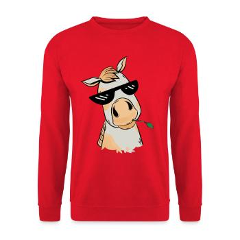 Cheval Chevaux Chill Lunettes de soleil Meme Gaul - Sweat-shirt Unisexe - rouge - Devant - Alina (178cm) & Michal (187cm)