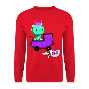 Dragon Pregnant Eggshell Egg Hatch Baby - Unisex Sweatshirt - red - Front - Alina (178cm) & Michal (187cm)