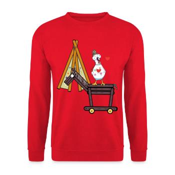 Teepee Hippie Chicken Horse Rider Wild West Chickens - Unisex Sweatshirt - red - Front - Alina (178cm) & Michal (187cm)