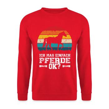 J’aime les chevaux - Sweat-shirt Unisexe - rouge - Devant - Alina (178cm) & Michal (187cm)