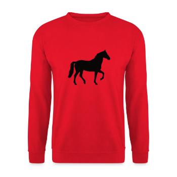 Ich mag Pferde - Unisex Pullover - Rot - Vorne - Alina (178cm) & Michal (187cm)