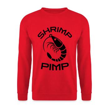 Shrimp Pimp Funny Shrimp Motif Fisherman Humor - Unisex Sweatshirt - red - Front - Alina (178cm) & Michal (187cm)