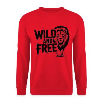 Wild and free Löwen Design - Unisex Pullover - Rot - Vorne - Alina (178cm) & Michal (187cm)