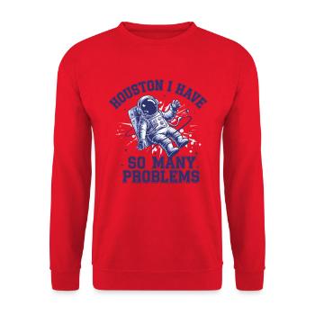 Houston I Have So Many Problems - Unisex Pullover - Rot - Vorne - Alina (178cm) & Michal (187cm)