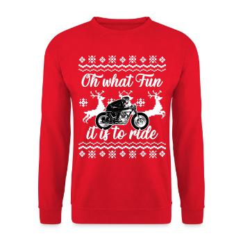 Oh What Fun It Is To Ride | Biker Christmas - Unisex Sweatshirt - red - Front - Alina (178cm) & Michal (187cm)