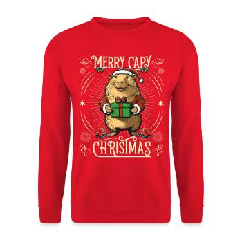 Merry Capy Christmas Christmas Sweater - Unisex Sweatshirt - red - Front - Alina (178cm) & Michal (187cm)