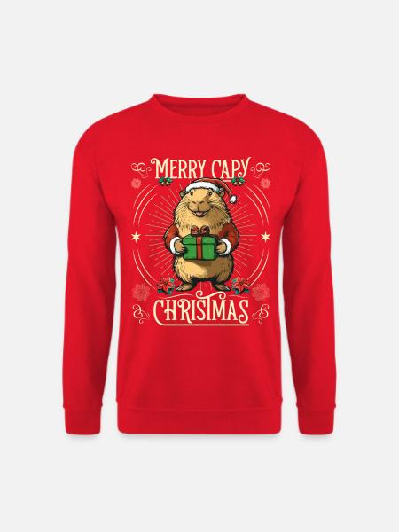 Frohe Weihnachten Capy Weihnachtspullover - Unisex Pullover - Rot