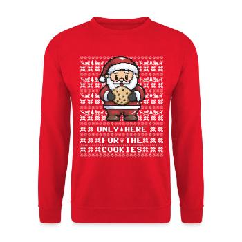 Santa Claus - Only here for the cookies - Unisex Sweatshirt - red - Front - Alina (178cm) & Michal (187cm)