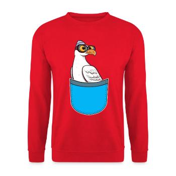 maritim Matrose Matrosen Möwe Möwen Seevogel - Unisex Pullover - Rot - Vorne - Alina (178cm) & Michal (187cm)