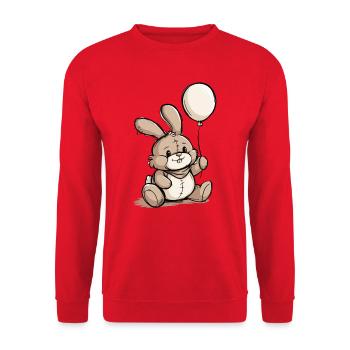 Lapin avec ballon - Sweat-shirt Unisexe - rouge - Devant - Alina (178cm) & Michal (187cm)
