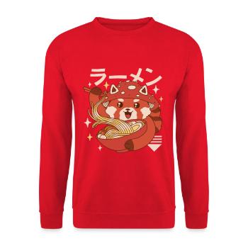 Kawaii Red Panda Ramen - Unisex Sweatshirt - red - Front - Alina (178cm) & Michal (187cm)
