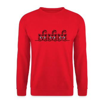 Curious cats - Unisex Sweatshirt - red - Front - Alina (178cm) & Michal (187cm)