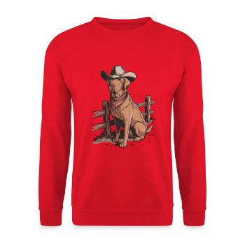 Foxred Labrador Cowboy - Unisex Sweatshirt - red - Front - Alina (178cm) & Michal (187cm)