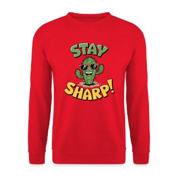 Stay Sharp Cactus - Unisex Sweatshirt - red - Front - Alina (178cm) & Michal (187cm)