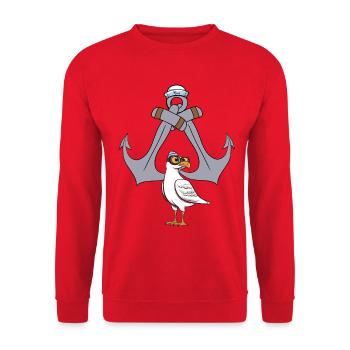 marin d’ancre mouette maritime marin marin ahoy - Sweat-shirt Unisexe - rouge - Devant - Alina (178cm) & Michal (187cm)