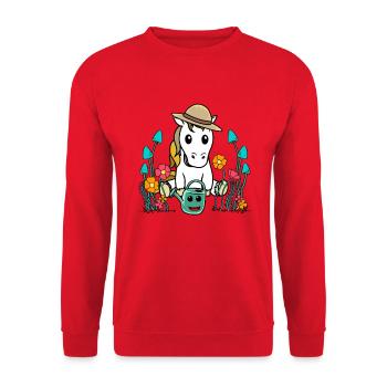 Gardener Horse Horses Pony Nature Garden Gardening - Unisex Sweatshirt - red - Front - Alina (178cm) & Michal (187cm)