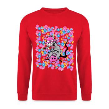 Printemps Eté Jardin Rat Enfants Enfant Années 80 90 - Sweat-shirt Unisexe - rouge - Devant - Alina (178cm) & Michal (187cm)