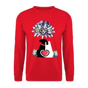 Austria Tyrol Cat Dog Cats Dogs Switzerland - Unisex Sweatshirt - red - Front - Alina (178cm) & Michal (187cm)