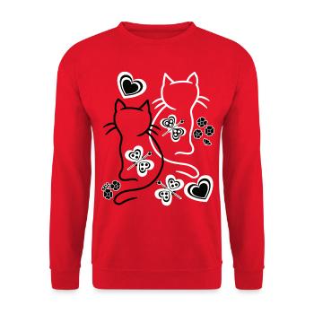 Cats, Cats, Children, Child, Toddlers, Retro, 80s - Unisex Sweatshirt - red - Front - Alina (178cm) & Michal (187cm)