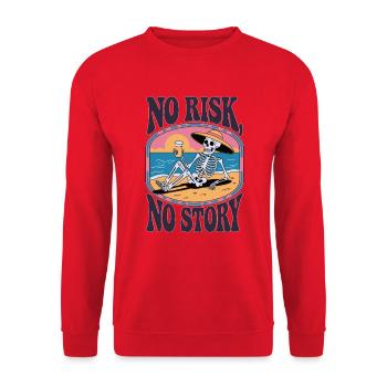 Pas de risque, pas d’histoire – Squelette sur la plage - Sweat-shirt Unisexe - rouge - Devant - Alina (178cm) & Michal (187cm)