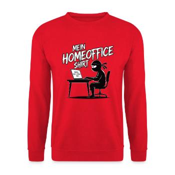 Mein Homeoffice Shirt - Unisex Pullover - Rot - Vorne - Alina (178cm) & Michal (187cm)