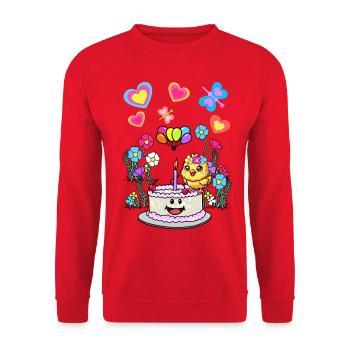 Anniversaire poussin Enfants Enfant Bébé Naissance Rétro - Sweat-shirt Unisexe - rouge - Devant - Alina (178cm) & Michal (187cm)