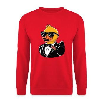 Gummiente Braeutigam - Unisex Pullover - Rot - Vorne - Alina (178cm) & Michal (187cm)