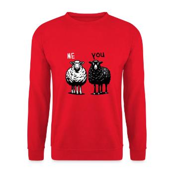 Schafe Schaf ich du - Unisex Pullover - Rot - Vorne - Alina (178cm) & Michal (187cm)