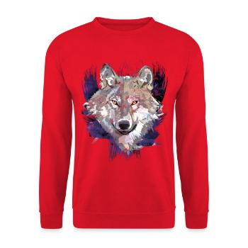 Wolf | Animal | Grey Wolf - Unisex Sweatshirt - red - Front - Alina (178cm) & Michal (187cm)
