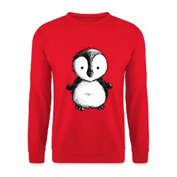 Kleiner Pinguin - Pinguine - Vogel - Königspinguin - Unisex Pullover - Rot - Vorne - Alina (178cm) & Michal (187cm)