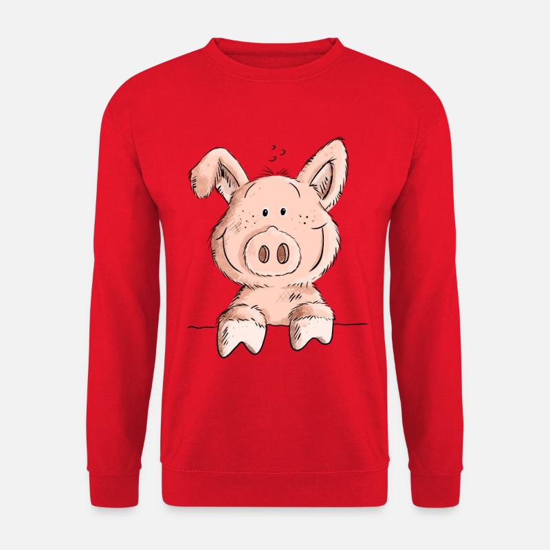 Cute Pig I Schwein Comic I Tiermotiv I Fun Ferkel - Unisex Pullover - Rot