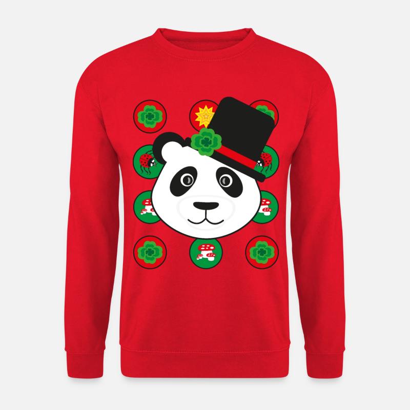 Neujahr Panda mit Kleeblatt. - Unisex Pullover - Rot