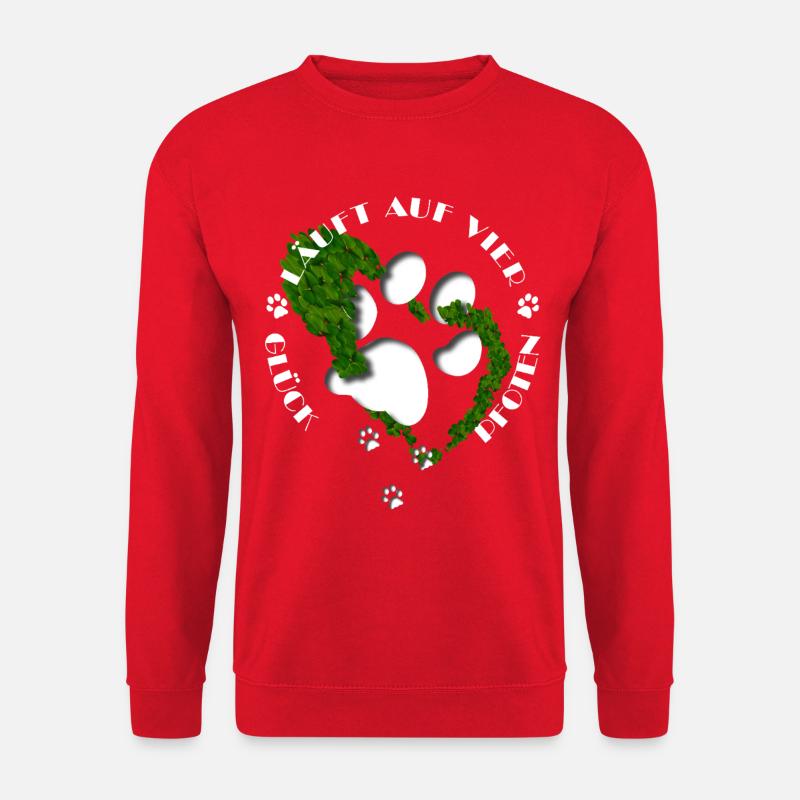 Pfoten und Herz aus Blättern mit Botschaft - Unisex Pullover - Rot