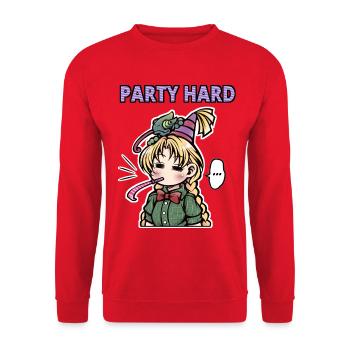 Party Hard - Unisex Pullover - Rot - Vorne - Alina (178cm) & Michal (187cm)