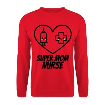 Super Mama Krankenschwester – Medizin Herz - Unisex Pullover - Rot - Vorne - Alina (178cm) & Michal (187cm)