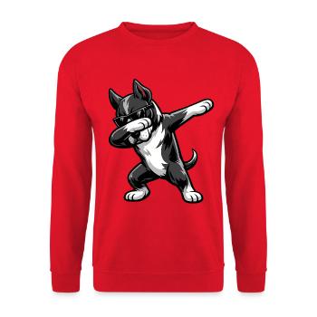 Dabbing Great Dane in comic style - Unisex Sweatshirt - red - Front - Alina (178cm) & Michal (187cm)